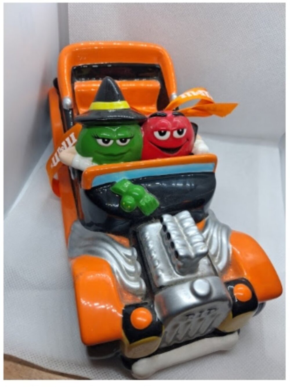 Vintage 2003 M&M's Galerie Halloween Ceramic Hot Rod Figurine - One Solid Piece